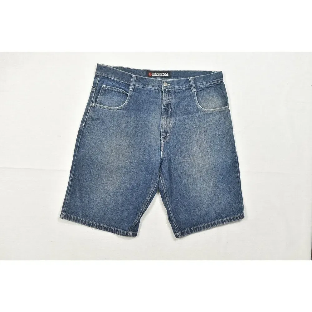 Southpole Men's Blue Denim Shorts Size 42 Baggy Loose Fit 100% Cotton Y2K